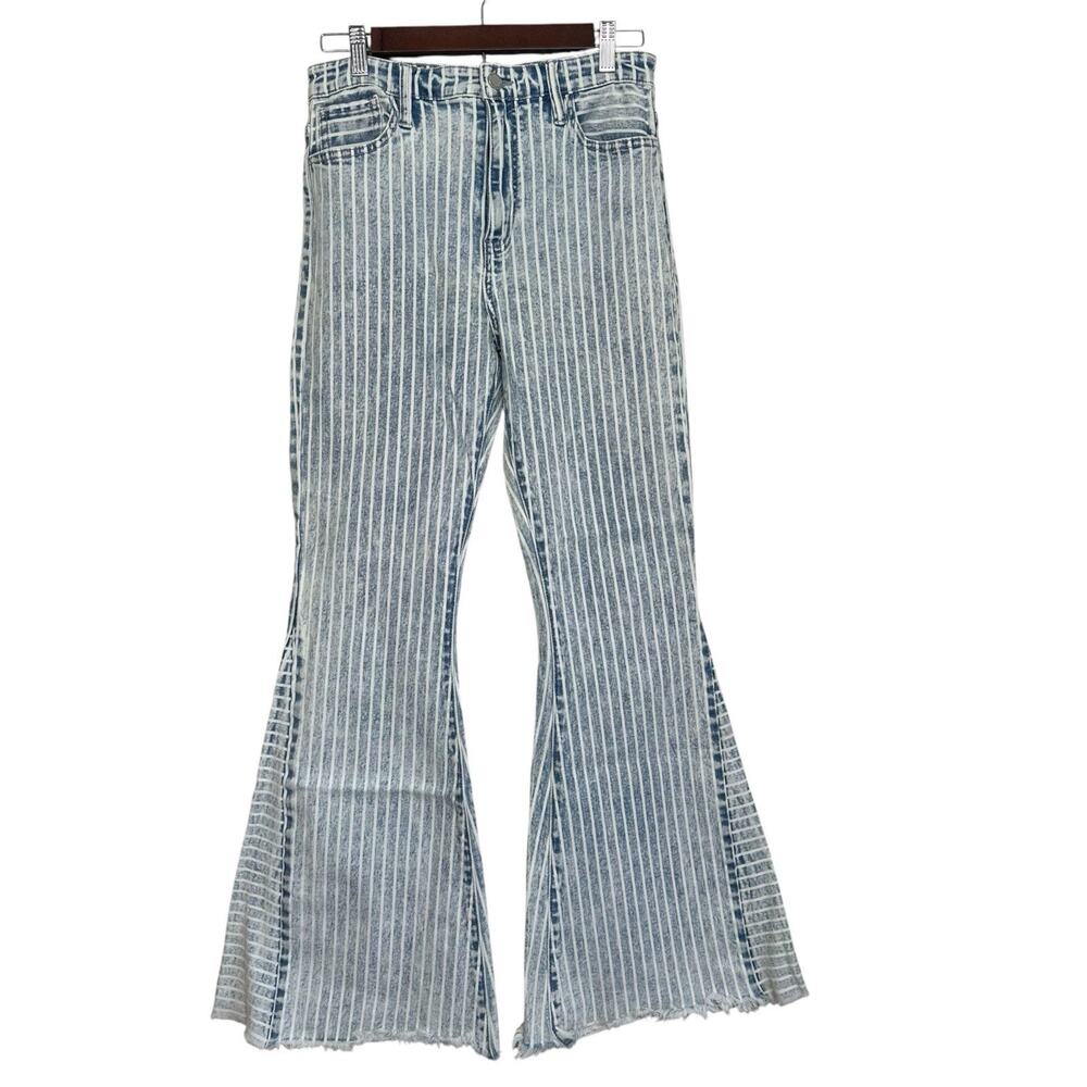 KanCan Signature Ultra High Rise Super Flare Boho Fringe Denim Jeans Size 28